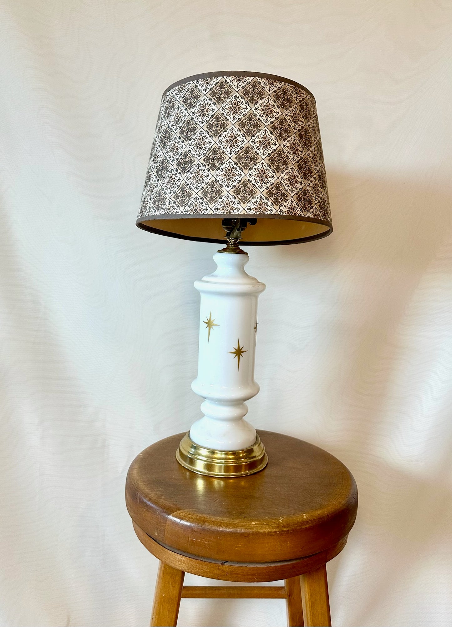 Milk Glass Lamp W/ Stars