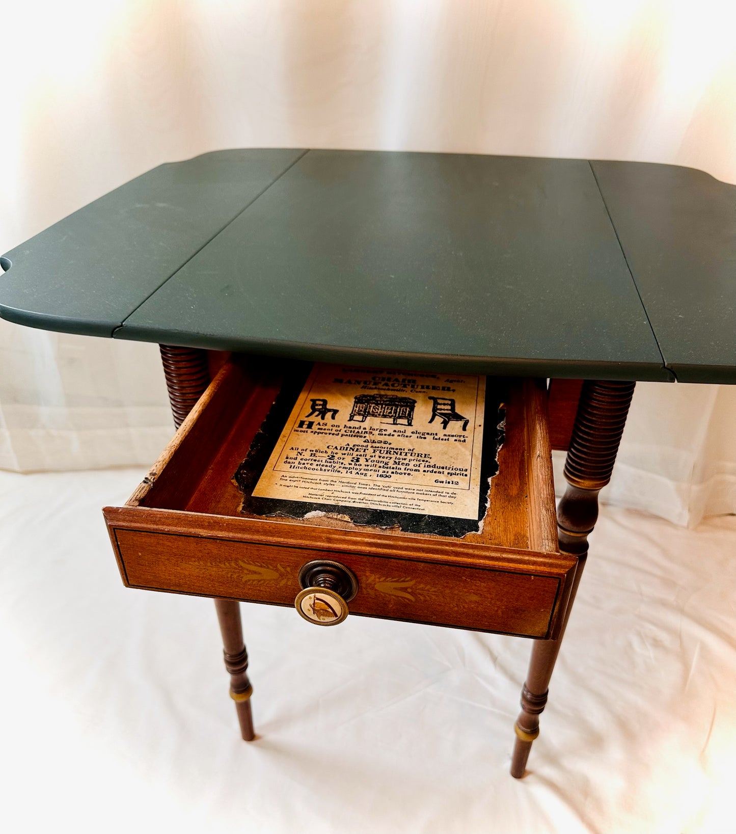Detailed Green Top Wooden Table | Local Pickup Only