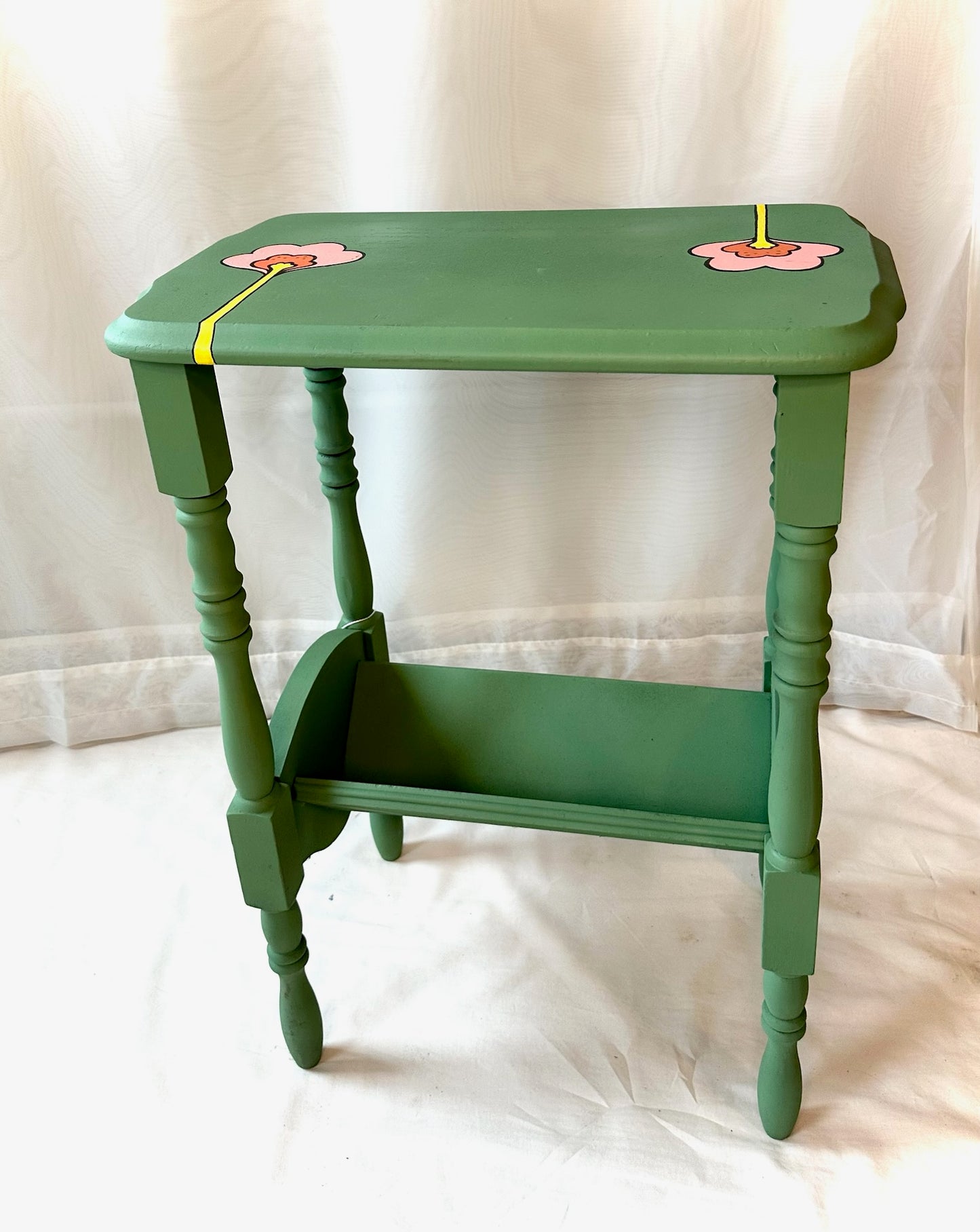 Hand-painted Wooden Side Table | Local Pickup Only