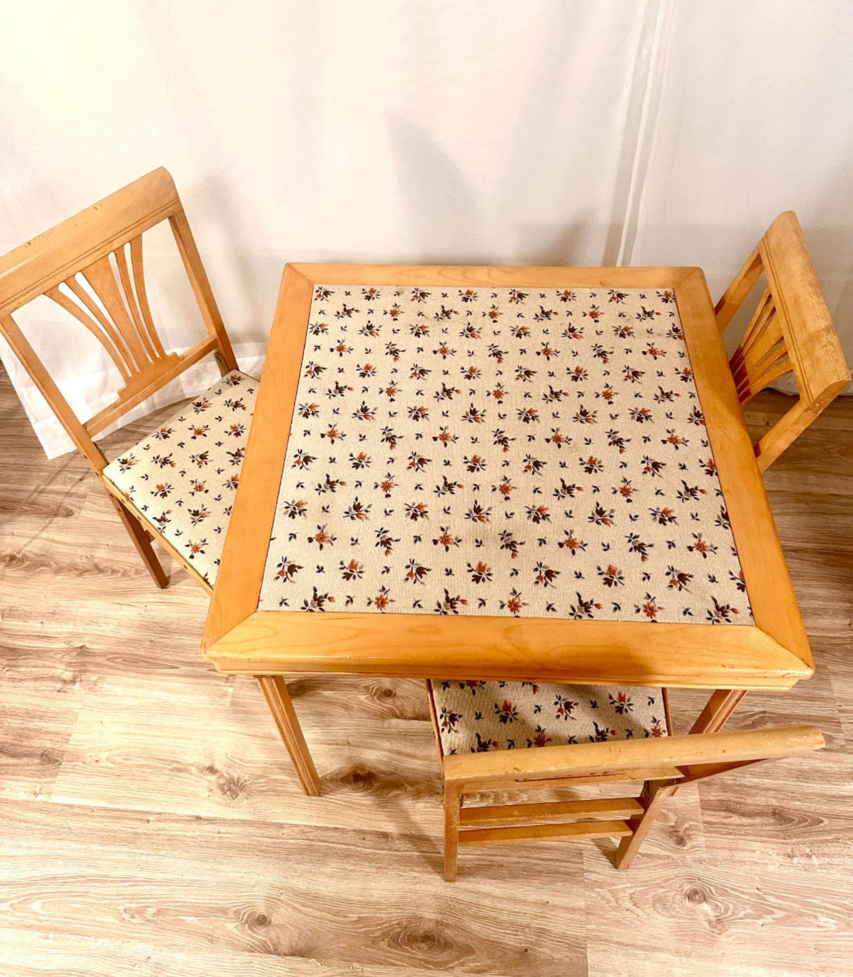 Leg-O-Matic vintage wood table + 3 folding chairs | Local Pickup Only