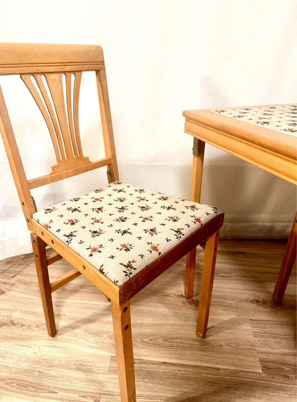 Leg-O-Matic vintage wood table + 3 folding chairs | Local Pickup Only