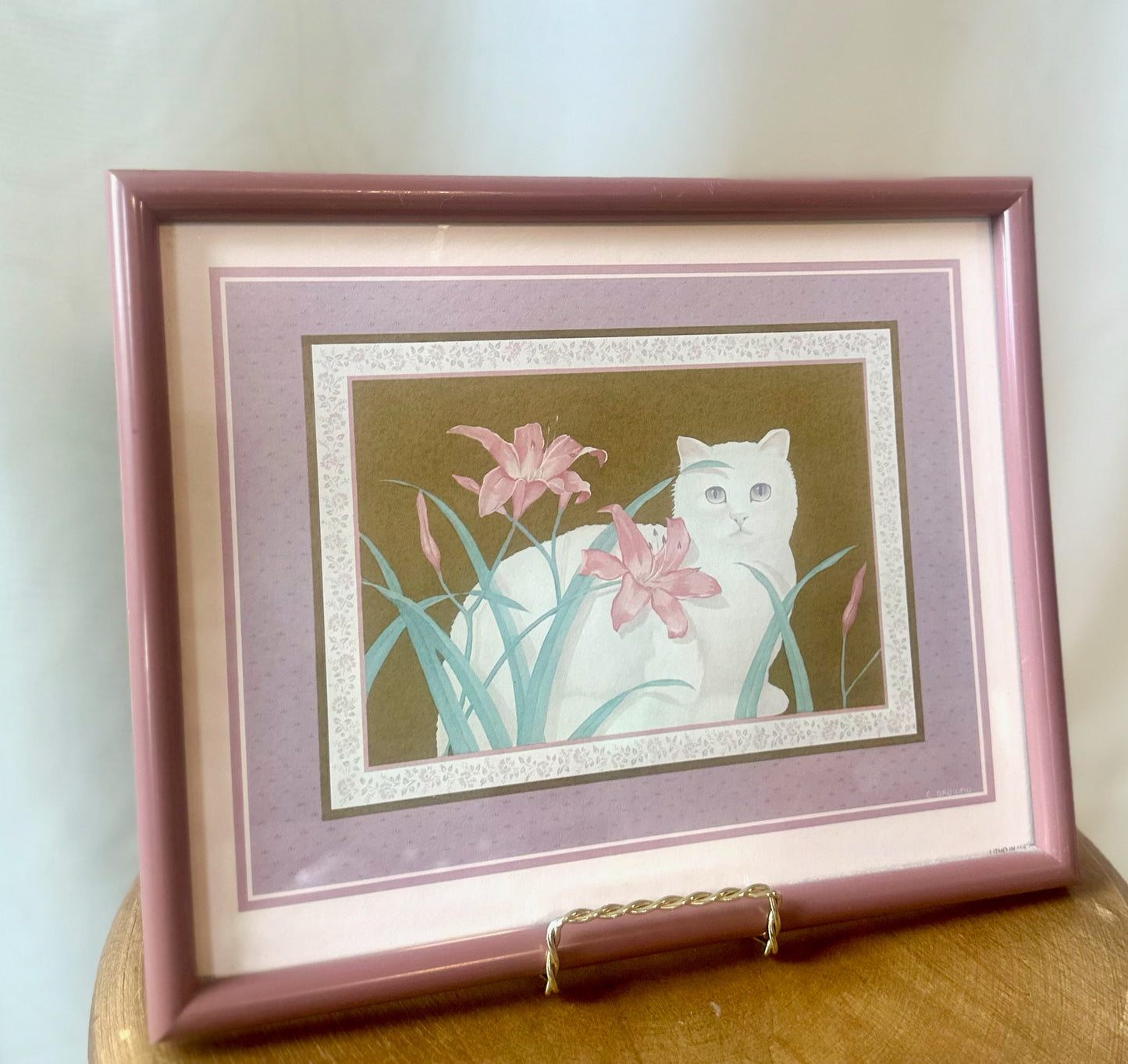 1985 Cat Framed Litho