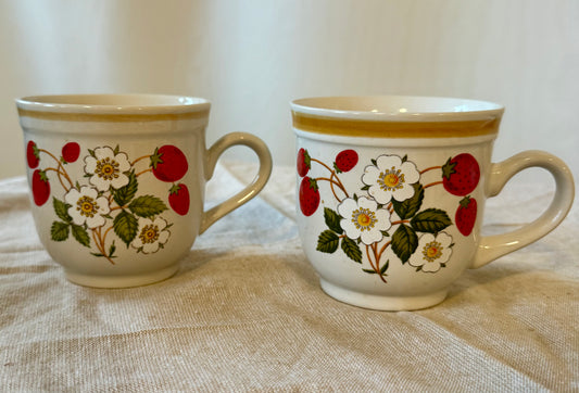 Set of Two Strawberry Stoneware Mugs