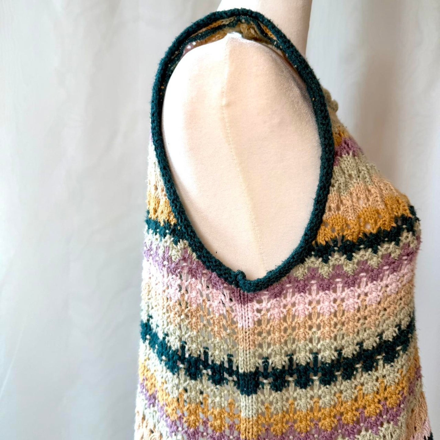 Multi-colored crochet knit tank top