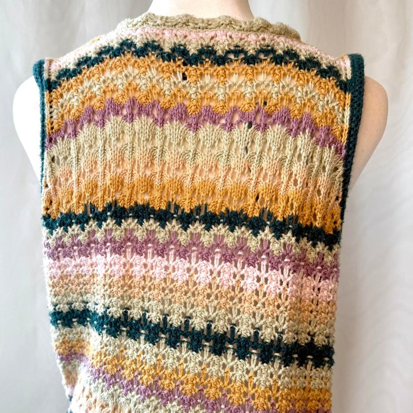 Multi-colored crochet knit tank top