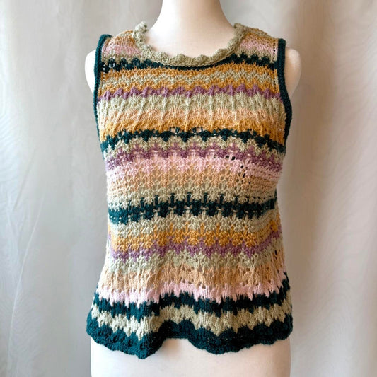 Multi-colored crochet knit tank top