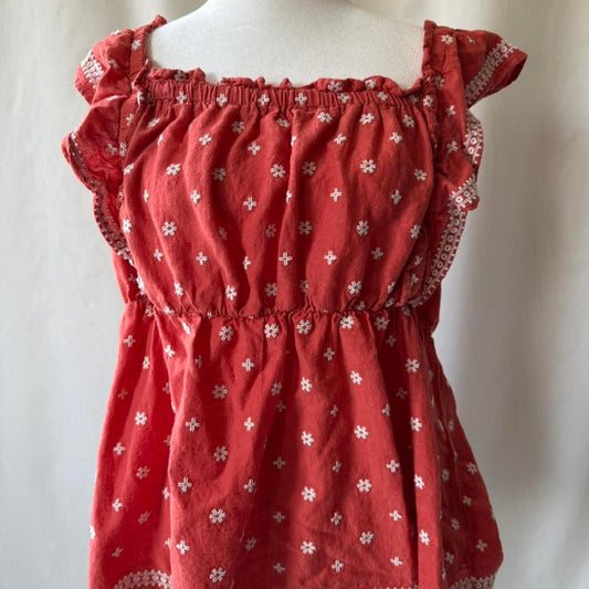 Orange and white embroidered Top | Size Large
