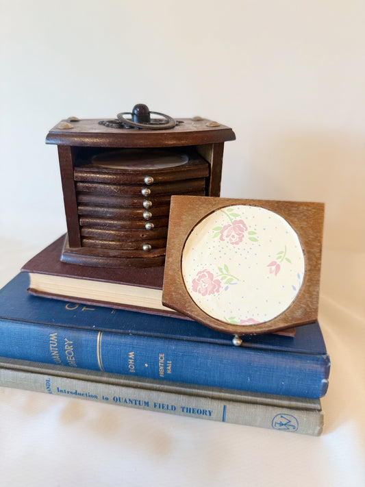 Vintage Wooden Case Coaster Set