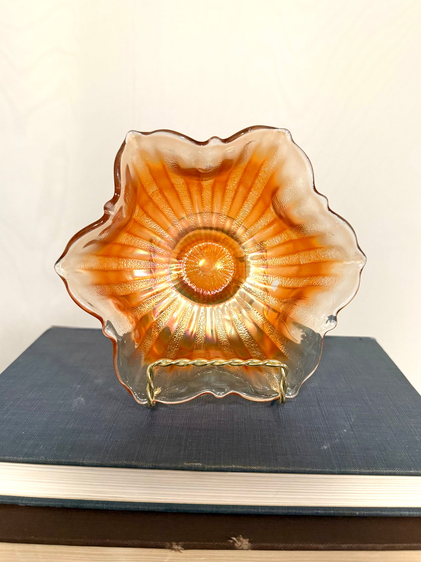 Orange Flower Glass Dish