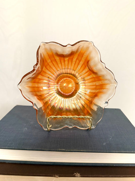 Orange Flower Glass Dish