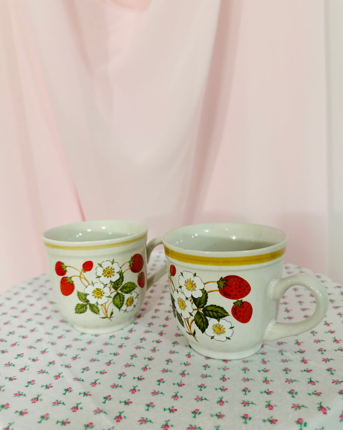 Set of Two Strawberry Stoneware Mugs