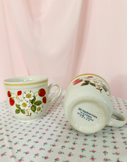 Set of Two Strawberry Stoneware Mugs