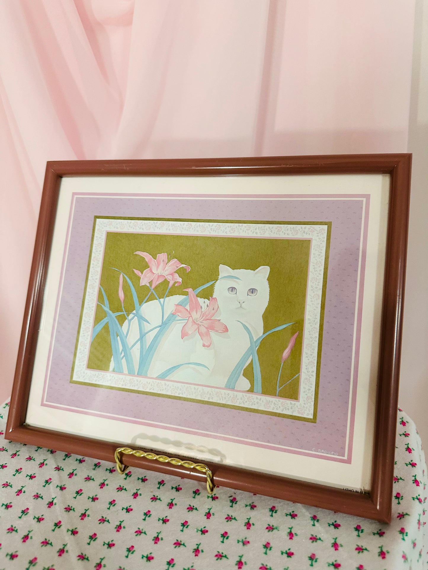 1985 Cat Framed Litho