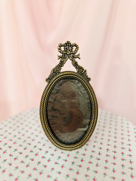 Gold-Tone Bow and Rose Photo Frame