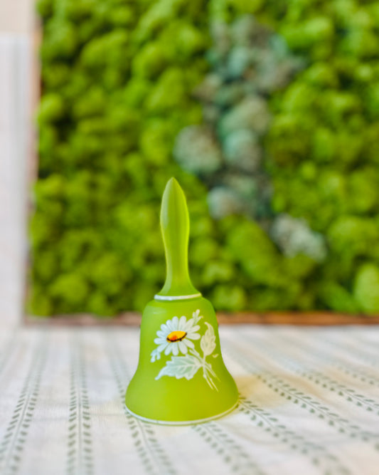 Westmoreland Frosted Green Daisy Glass Bell