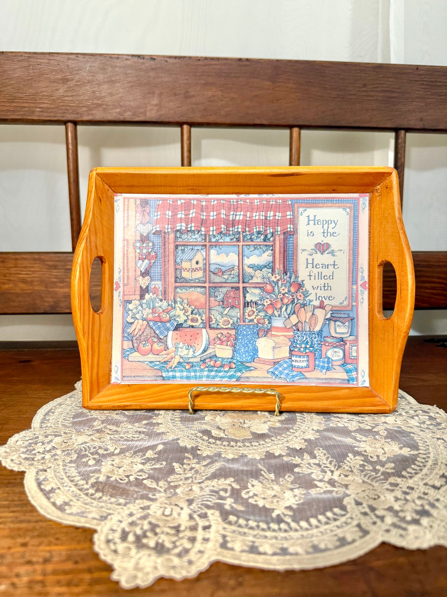 Happy is the Heart Filled With Love Small Wooden Tray
