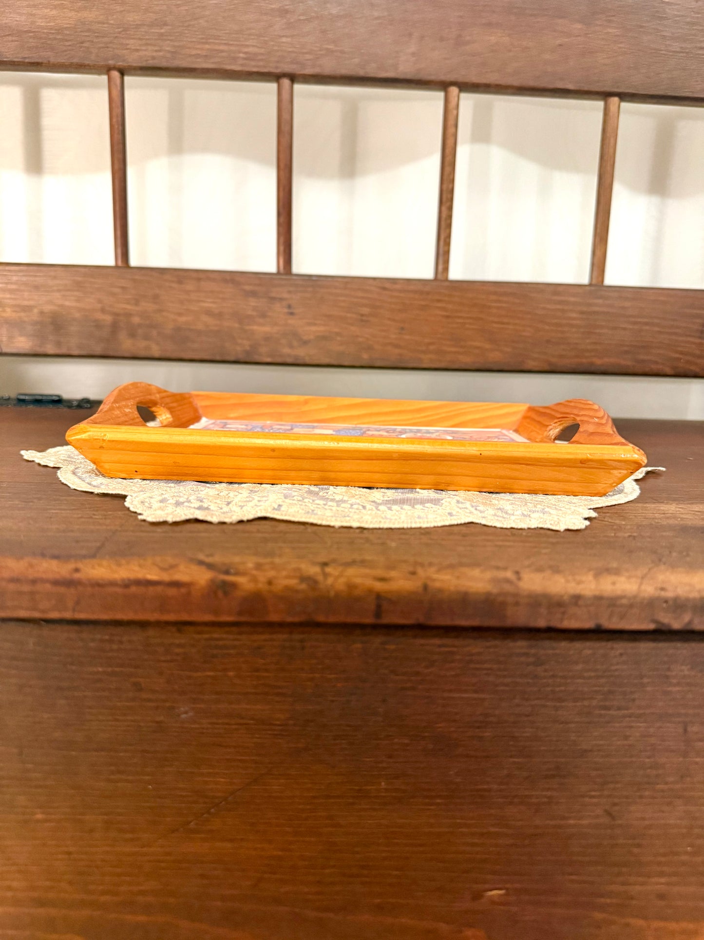 Happy is the Heart Filled With Love Small Wooden Tray