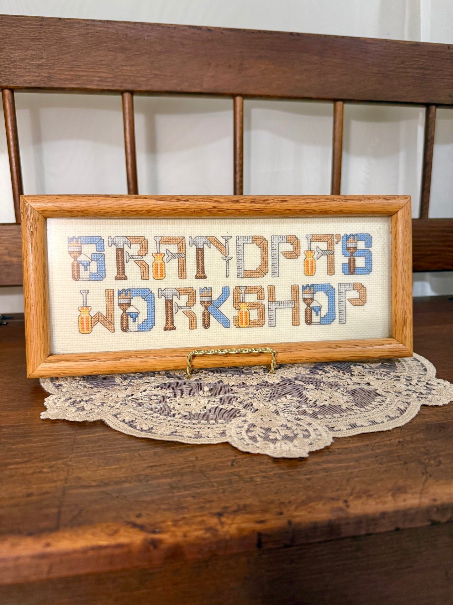 Grandpa's Workshop Framed Cross-Stitch