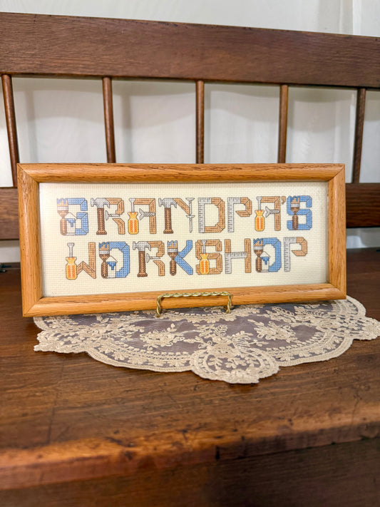 Grandpa's Workshop Framed Cross-Stitch