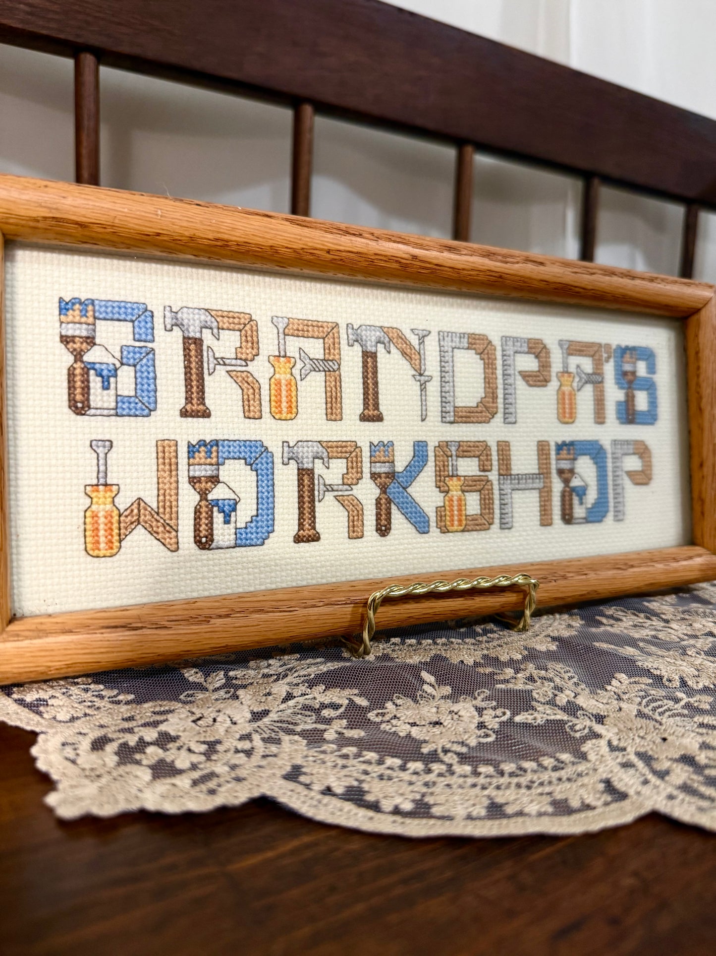 Grandpa's Workshop Framed Cross-Stitch