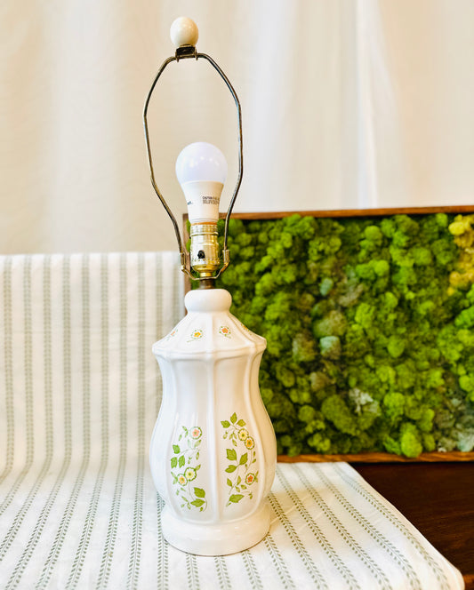 Rare! Vintage White Ceramic Chinoiserie Lamp – 1960s, 30" Tall