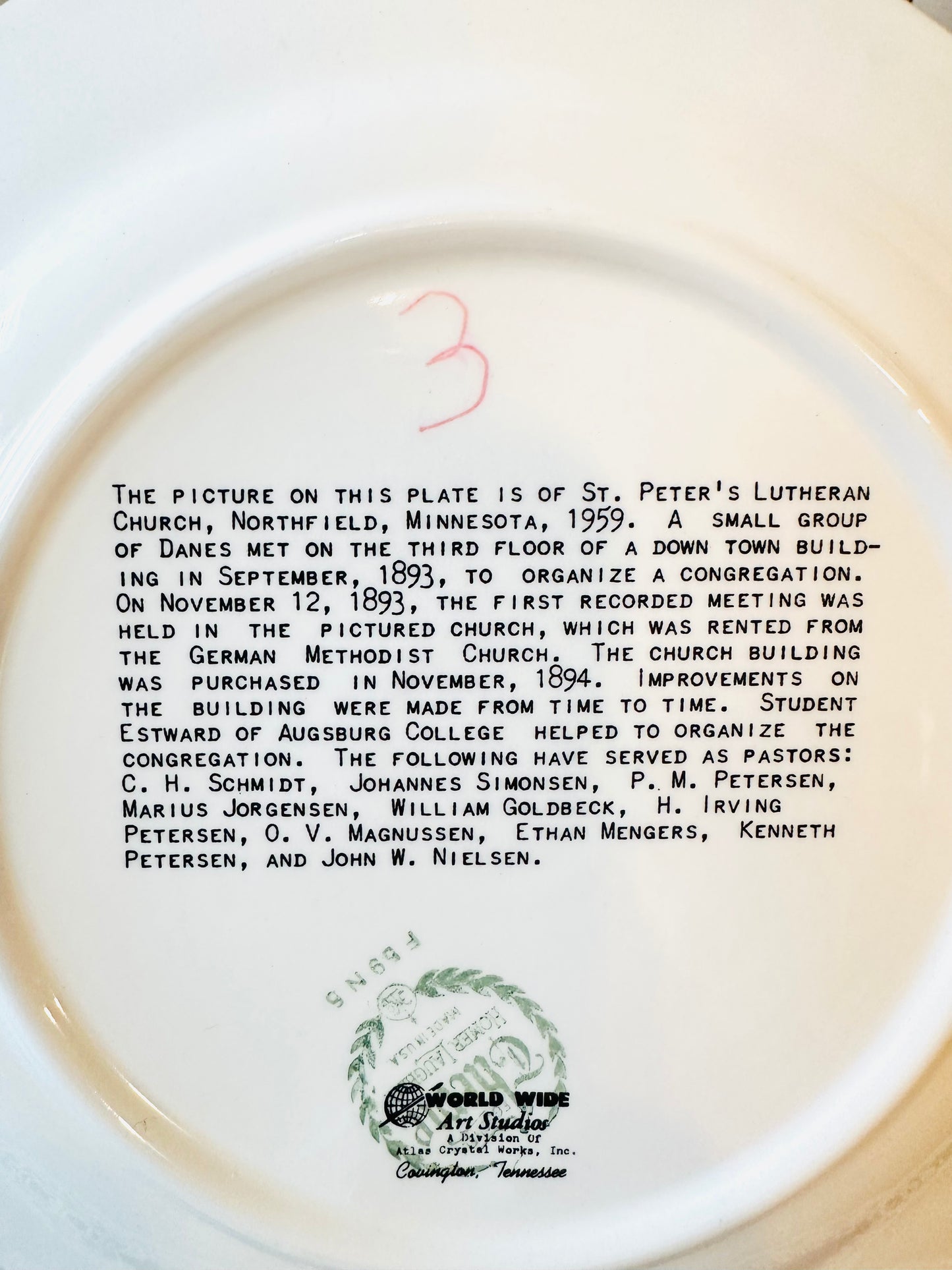 Homer Laughlin St. Peter’s Lutheran Church Plate