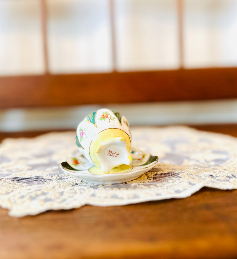 Vintage Occupied Japan Floral Demitasse Teacup &amp; Saucer