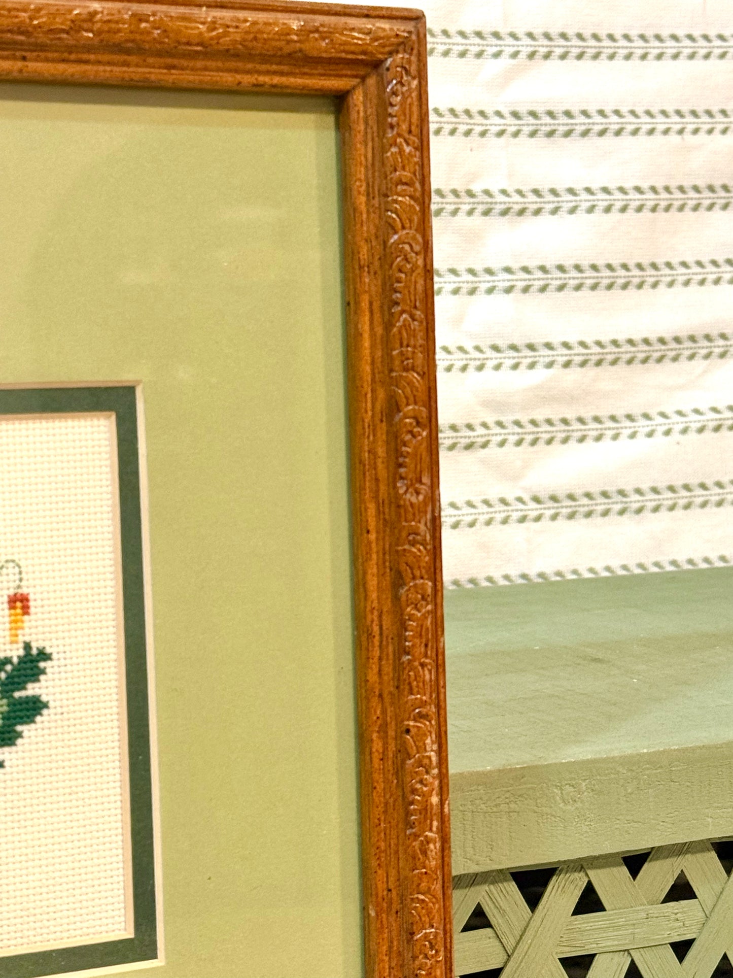 Floral Cross Stitch Matted Art