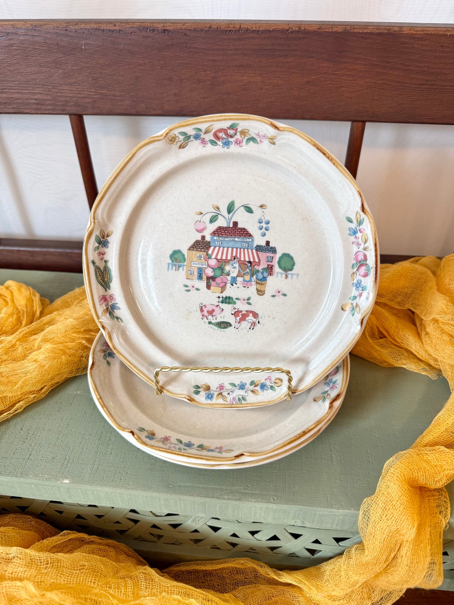 Set of 3 Heartland International Village Bread Plates