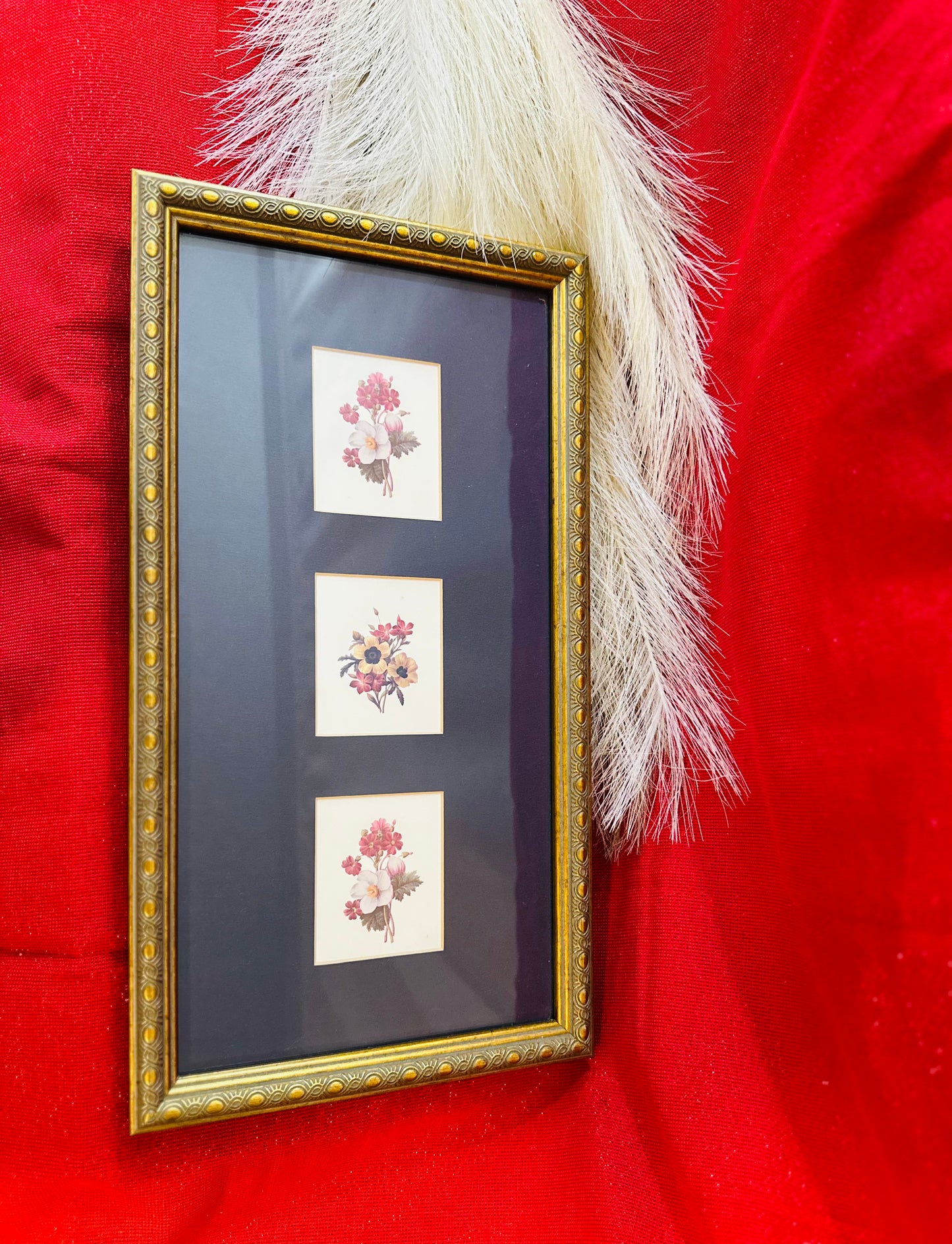 Framed & Matted Florals in Brass Frame