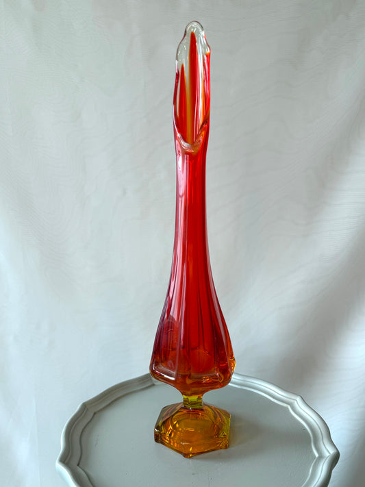 Vintage Red & Orange Fluted Glass