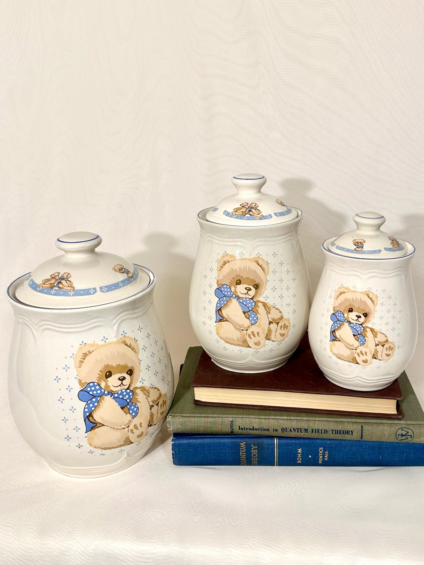 Set of 3 Tienshan Theodore Country Bear Kitchen Canister Jars
