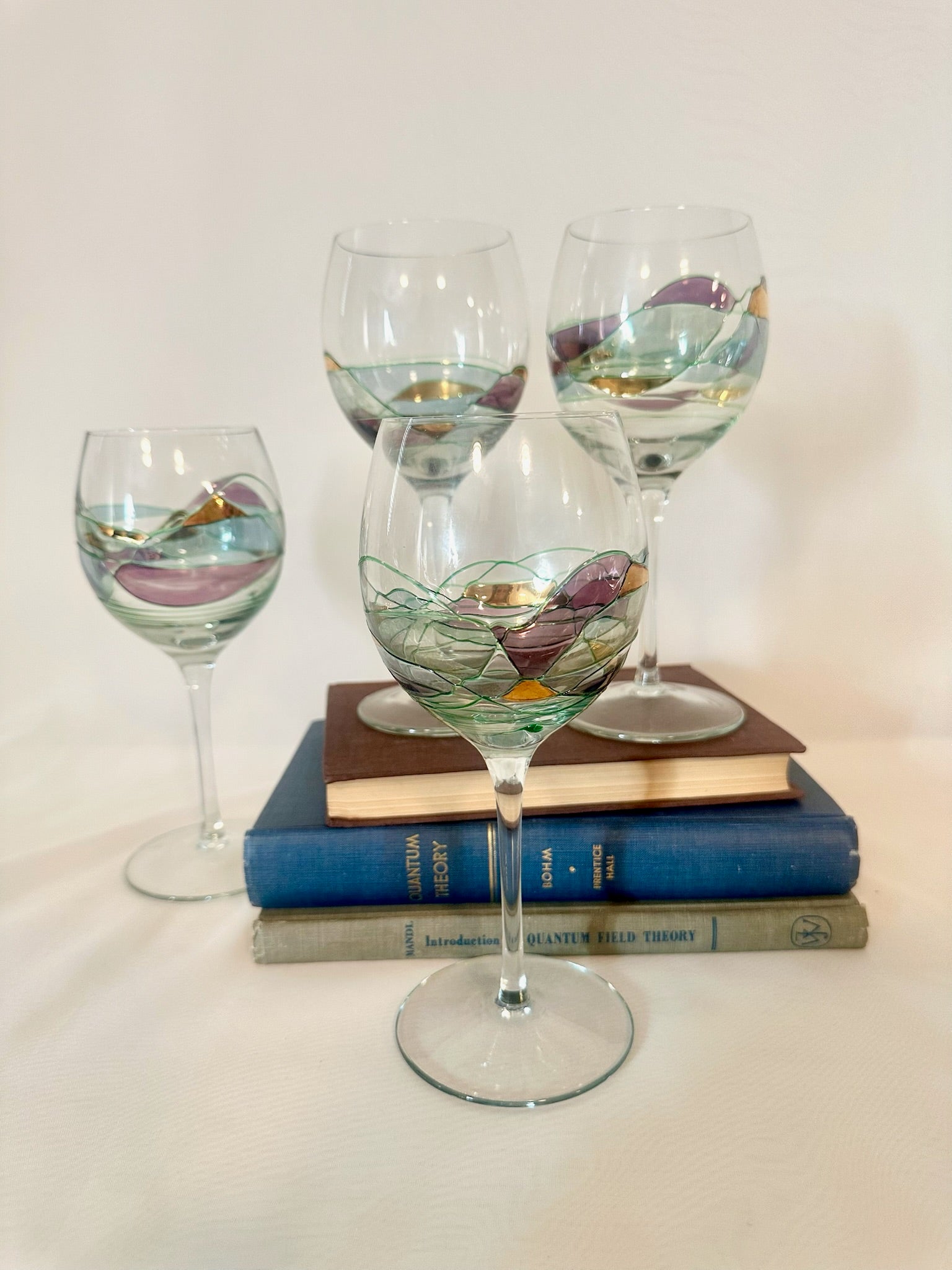 wine stained glass Set of Four Artland Helios Stained Wine Glass – Fern & Flow
