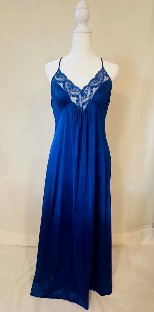 Vintage Dark Blue Long Nightgown | Size Medium