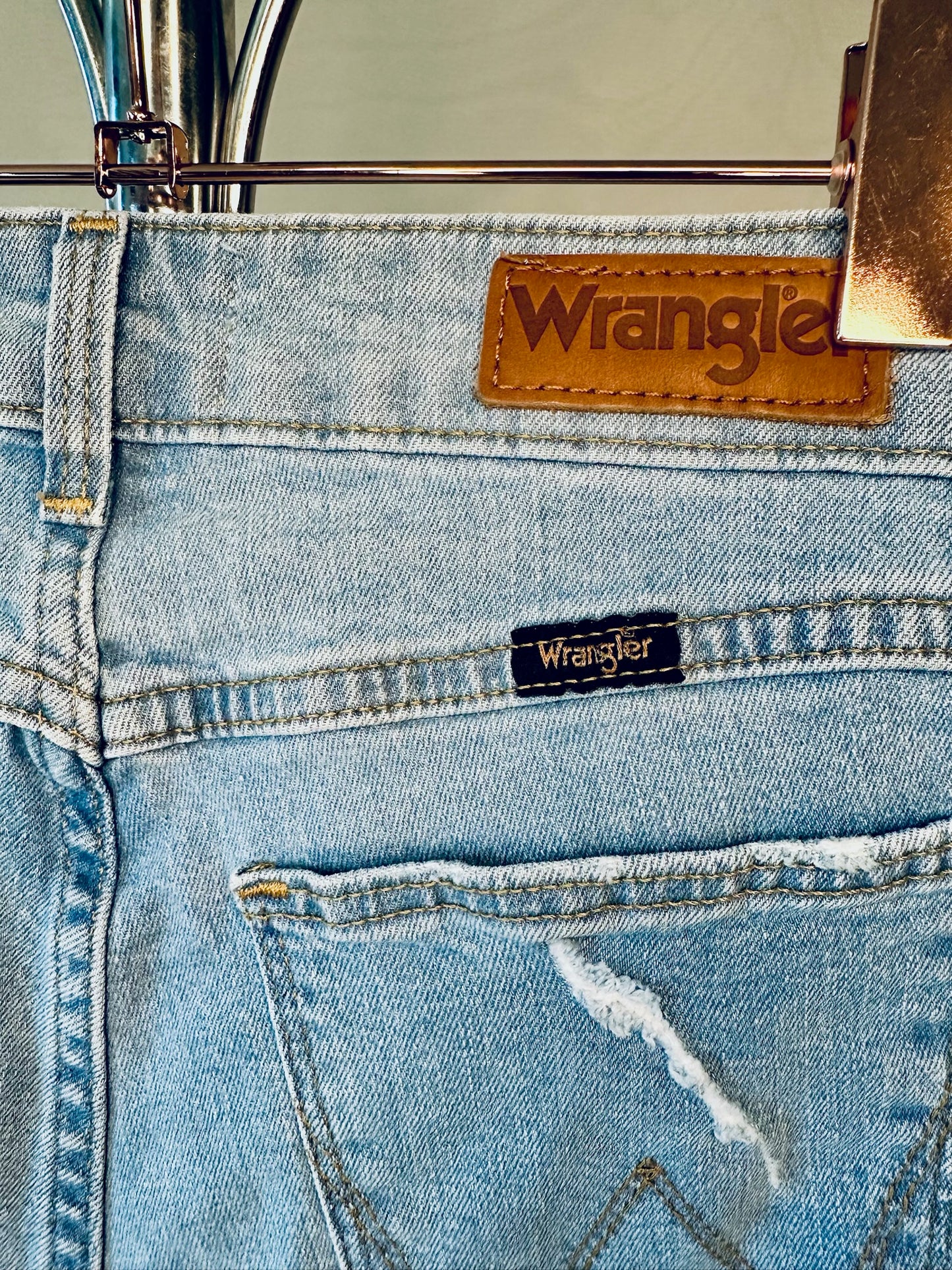 Wrangler High-Rise Kick Flare Cropped Denim Pants