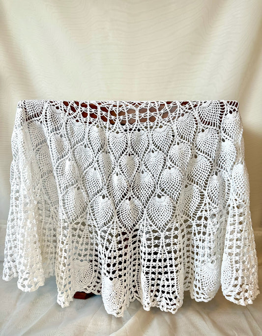White Crochet Lace Tablecloth