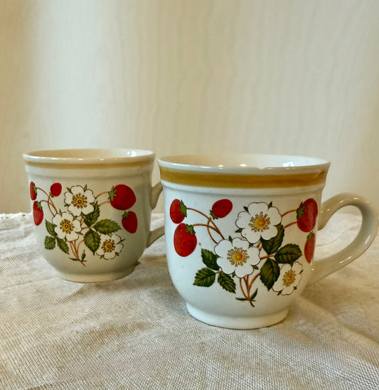 Set of Two Strawberry Stoneware Mugs
