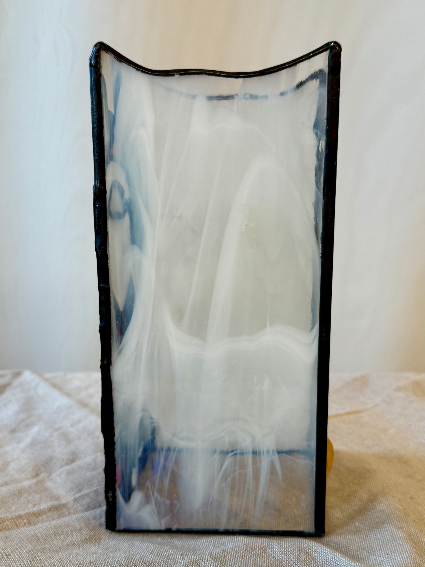 Stained Glass Santa Claus Candle Holder Luminary