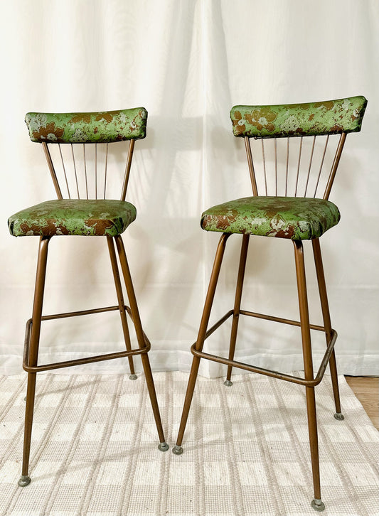 Set of Two Vinyl Vintage Barstools | Local Pickup Only