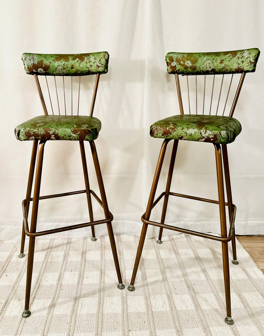 Set of Two Vinyl Vintage Barstools | Local Pickup Only