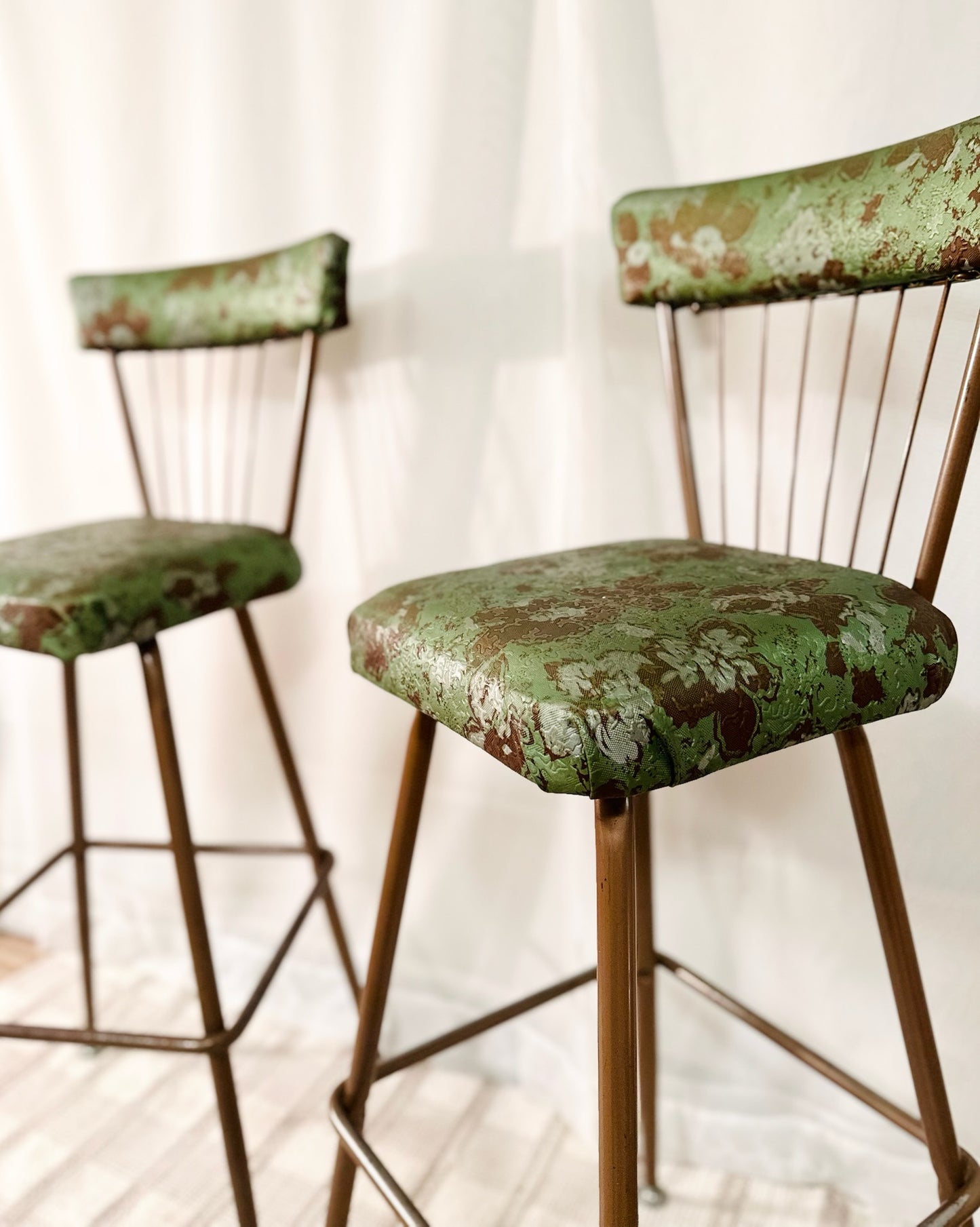 Set of Two Vinyl Vintage Barstools | Local Pickup Only