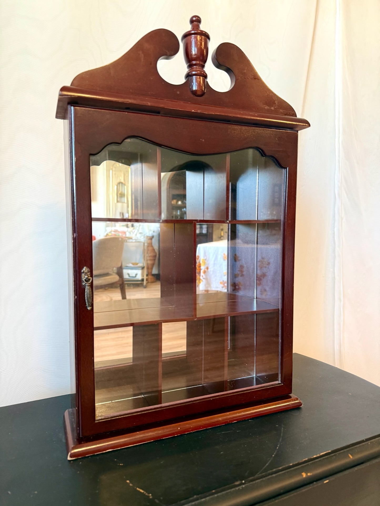 Vintage Wood Curio Trinket Cabinet