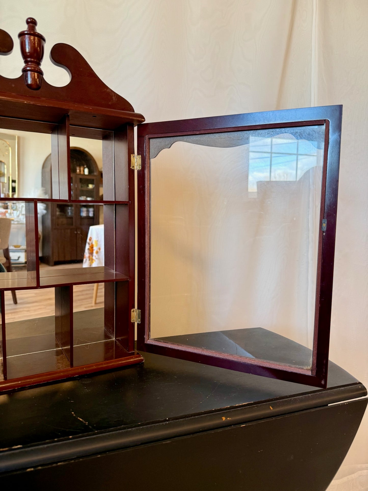 Vintage Wood Curio Trinket Cabinet