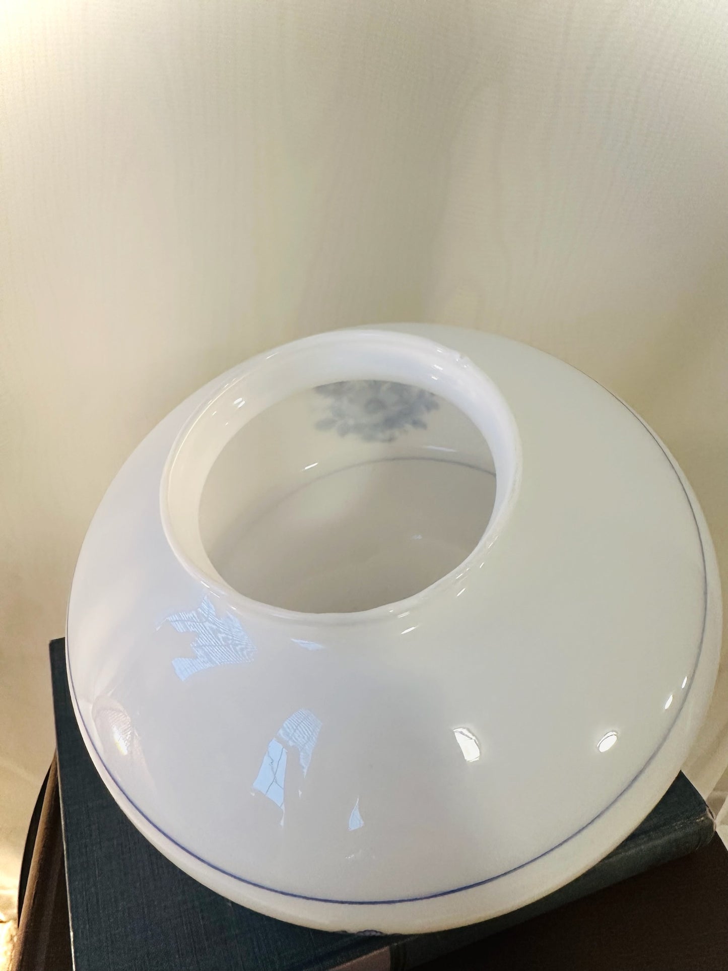 Vintage Milk Glass Schoolhouse Blue Floral Light Shade with 4” opening