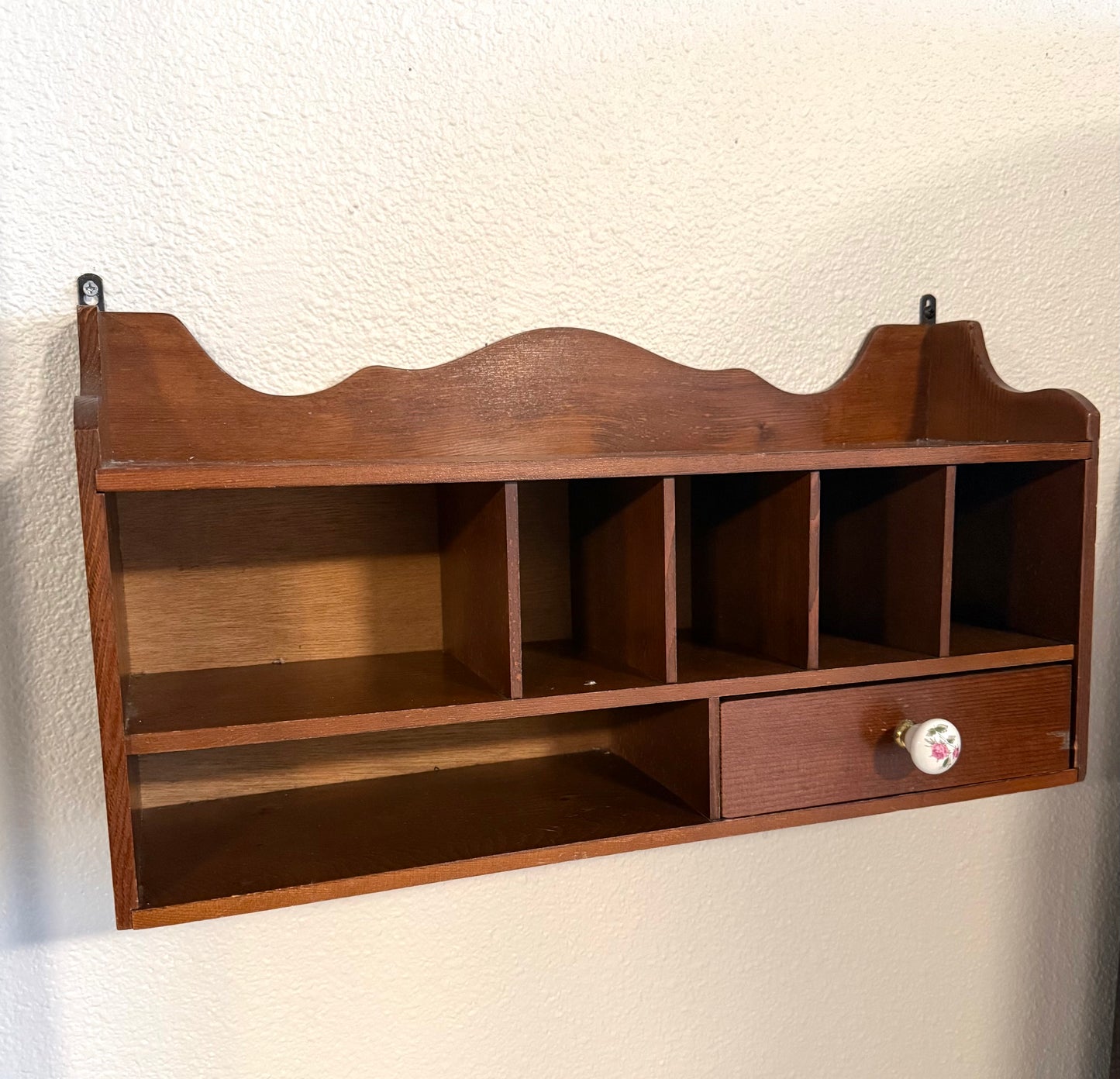 Vintage Wooden Trinket Shelf/mail organizer