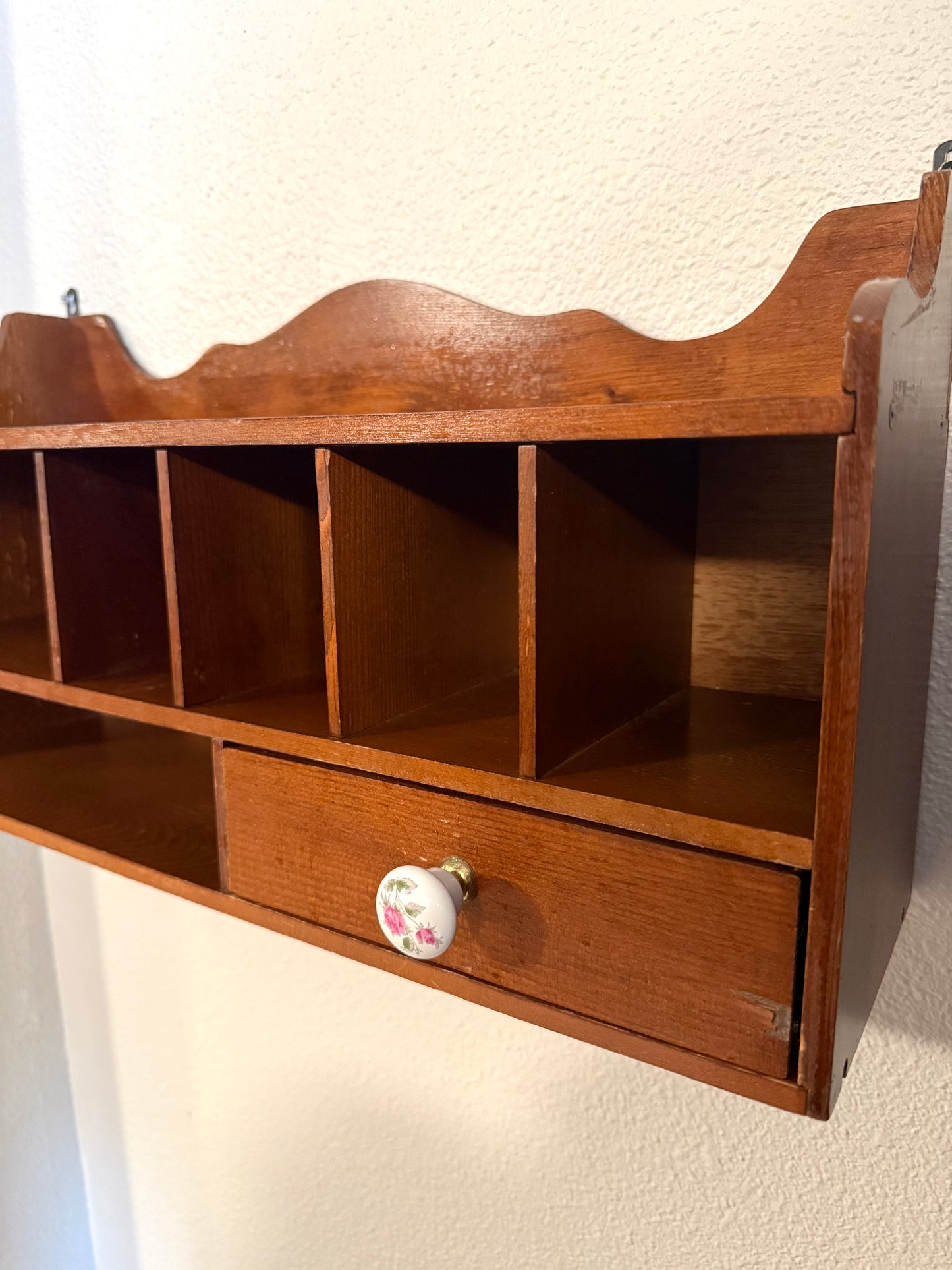 Vintage Wooden Trinket Shelf/mail organizer