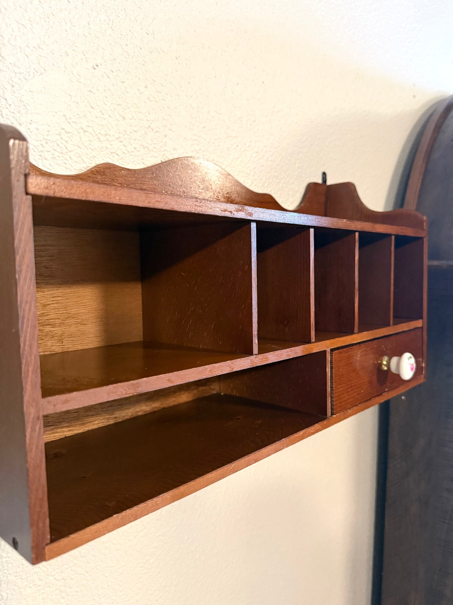 Vintage Wooden Trinket Shelf/mail organizer
