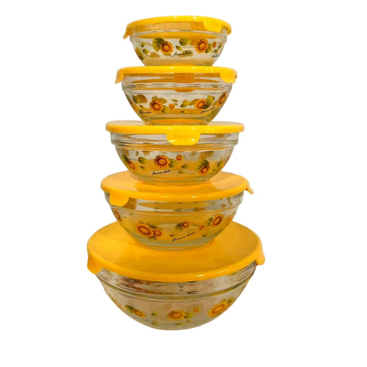 Set of 5 Vintage Glass nesting bowls/tupperware
